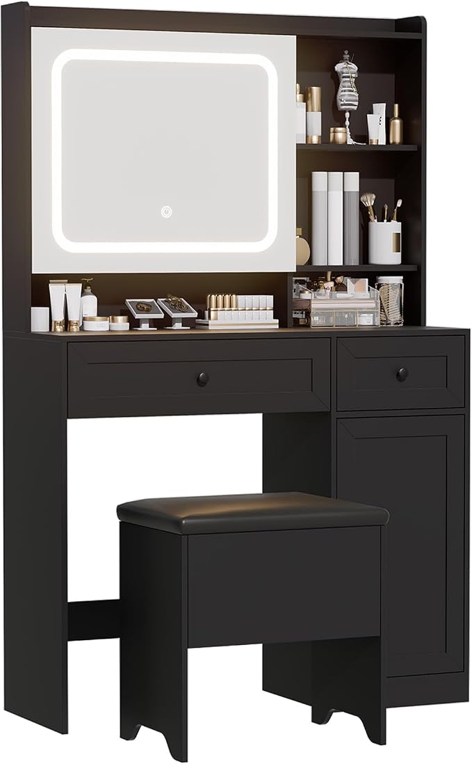 Vanity Table with Hidden Storage & LED Mirror - Image 7