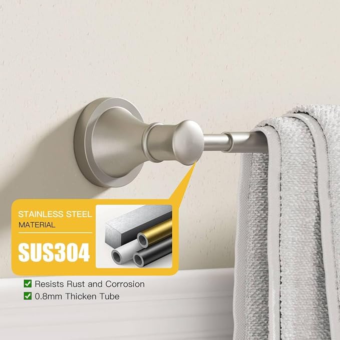 BESy Adjustable 16 to 26 Inch Bath Towel Bar Rack - Image 3