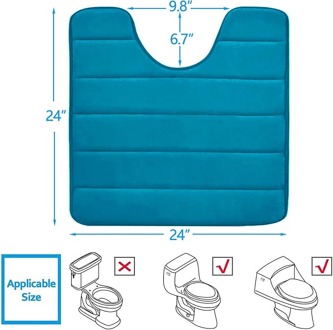 Buganda Memory Foam U-Shaped Contour Toilet Rugs, Non Slip Absorbent, Thick - Image 2
