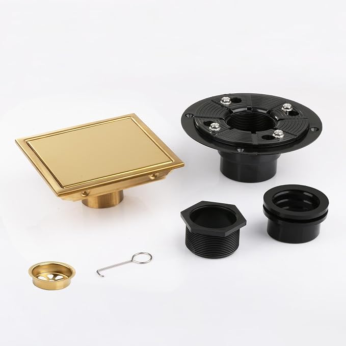 Square Shower Drain, AISI 304 Stainless Steel Gold Shower Floor Drain - Image 5