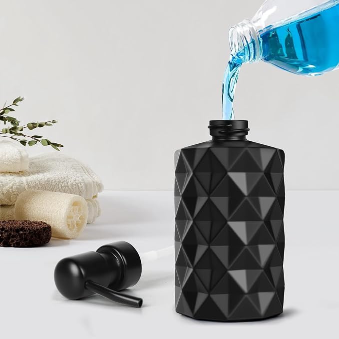 Glass Soap Dispenser with Plastic Pump, 330ml/11oz. Liquid Hand Soap Dispenser - Image 4