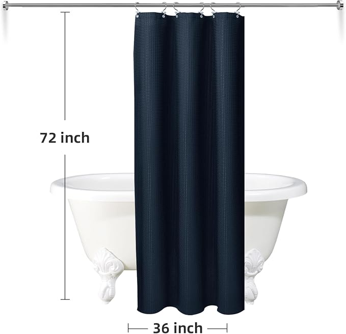 LaCyan 3 in 1 Waterproof Waffle Weave Shower Curtain and Clear Liner Set - Image 6