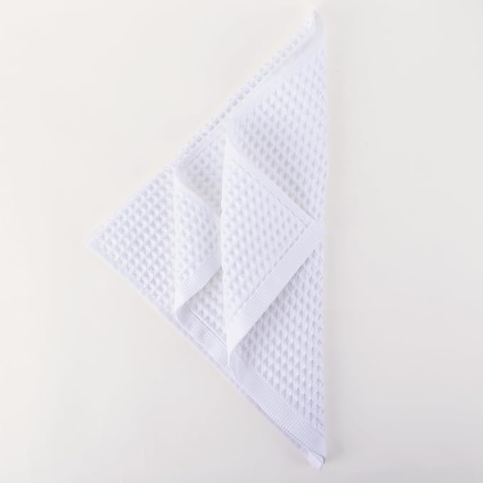 PÜSKÜL Organic Waffle Hand & Kitchen Towel 100% Turkish Cotton Set of 3 White - Image 9