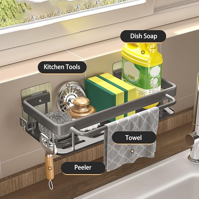 Sponge Holder Kitchen Sink Caddy Organizer Wall Mount Sponge Holder - Image 2
