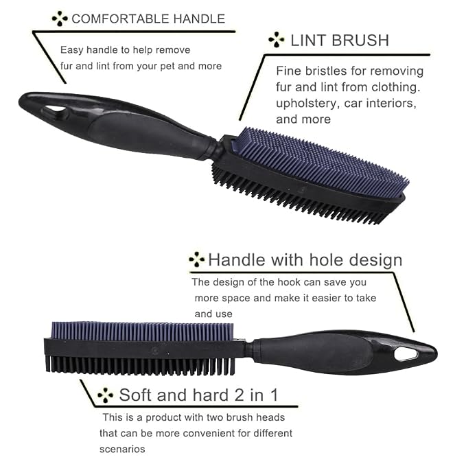 Rubber Pet Hair Removal Brush for Couch Clothes Dog Cat Pet Hair Carpet - Image 4