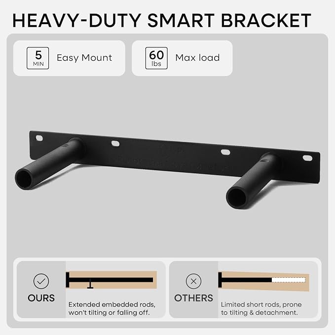 Homeforia 16 inch Black Floating Shelves, High End Solid Real Wood 16inch - Image 5