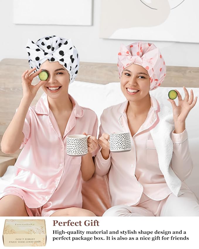 2Pcs Shower Caps for Women Shower Cap Reusable Waterproof Hair Cap for Shower - Image 5