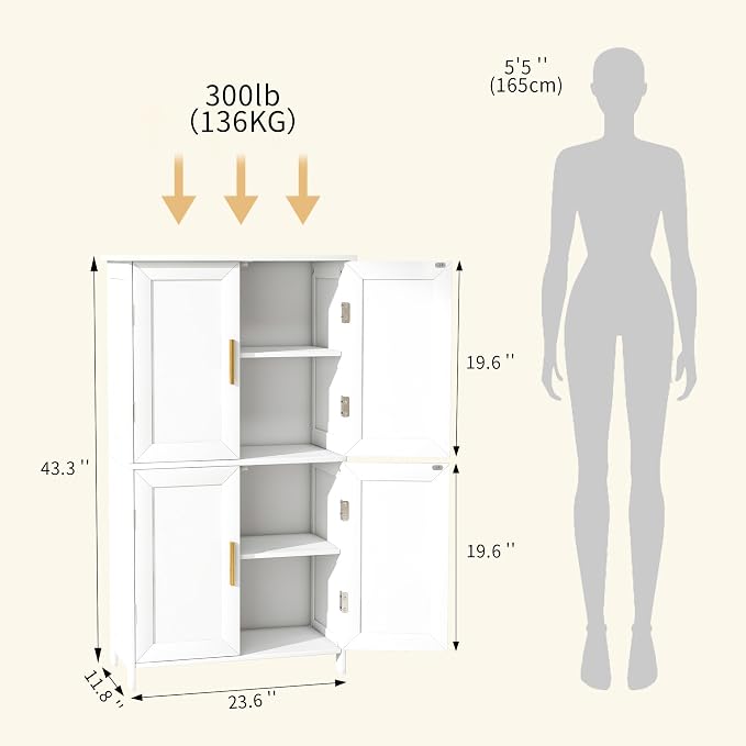 Bathroom Storage Floor Cabinet Freestanding Organizer - Image 2
