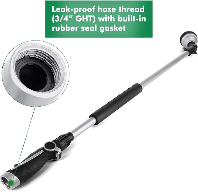 RESTMO 36” Long Watering Wand, Metal Garden Hose Wand - Image 5