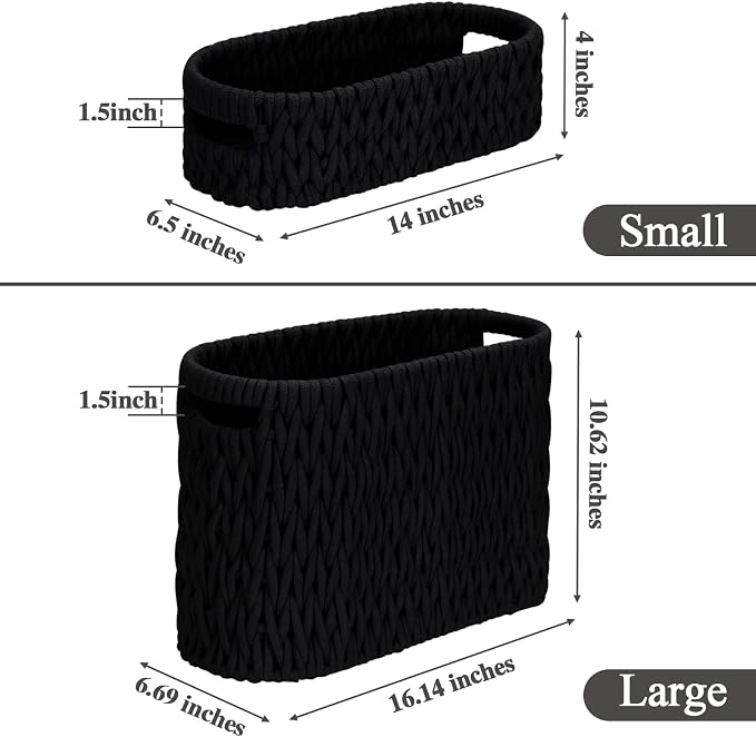 Boho Toilet Paper Storage Baskets, Cotton Rope Woven Bathroom Basket Set of 2 - Image 3