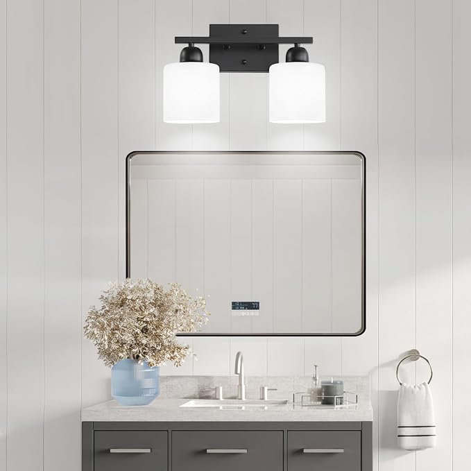 2 Light Black Bathroom Light Fixture, Modern Bathroom Lights - Image 5