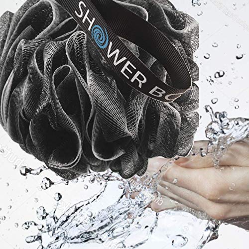 SHOWER BOUQUET Loofah-Charcoal Bath-Sponge-4-Pack // Extra-Large 75g Soft Mesh - Image 7