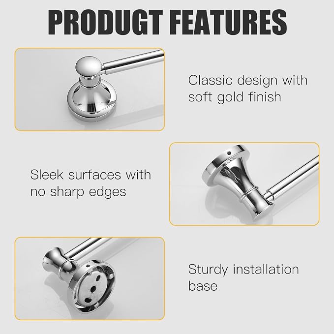 BESy Adjustable 16 to 26 Inch Bath Towel Bar Rack - Image 6