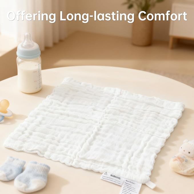 Organic Muslin Baby Washcloths 6 Pack Baby Bath Face Towel 12x12 Inch Extra - Image 4