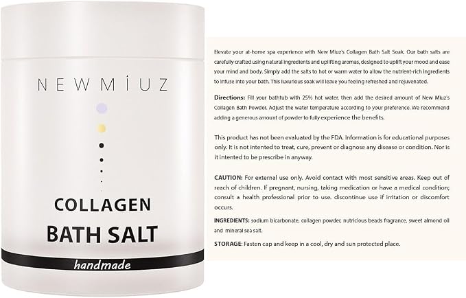 Collagen Bath Salt Soak Moisturize Soften Skin Magnesium Coconut Oatmeal Honey - Image 7