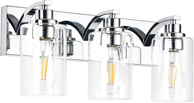 3-Light Bathroom Light Fixtures Modern Chrome Vanity Lights - Image 9