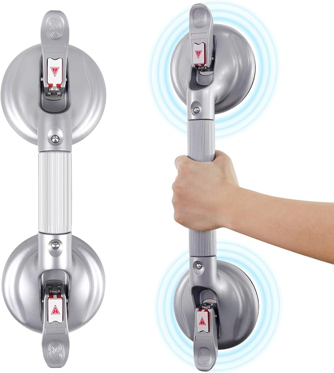 15inch Upgrade Suction Shower Grab Bar, Portable Shower Handle Bar Suction Grip by HEINSY