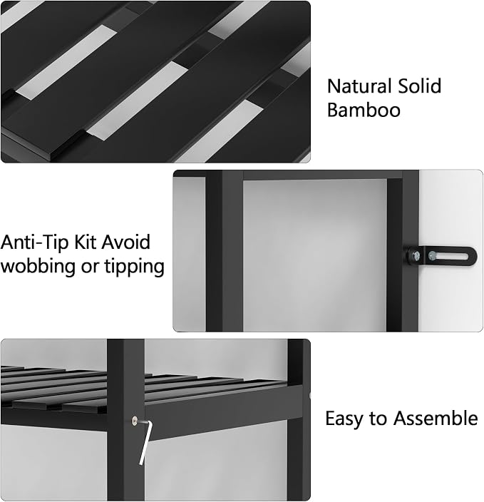 VASMIA 6-Tier Bamboo Shelf, Bamboo Storage Shelving Unit, Tall Bookcase - Image 5