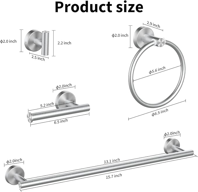 Cilee 10 Piece Brushed Nickel Bathroom Accessories Set, 16 inch Brushed Nickel - Image 6