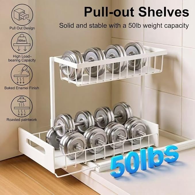 Under Sink Organizer Pull Out Kitchen Sink Organizer, 2 Tier L-Shape Bathroom - Image 6