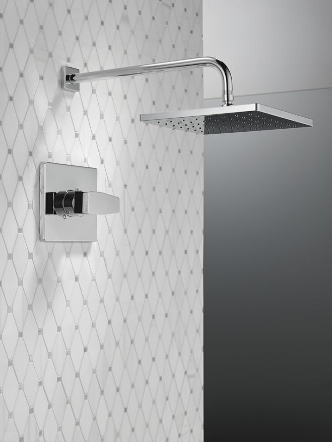 Delta Modern 14 Series Square Rain Shower Faucet Set, Brushed Nickel Shower - Image 5