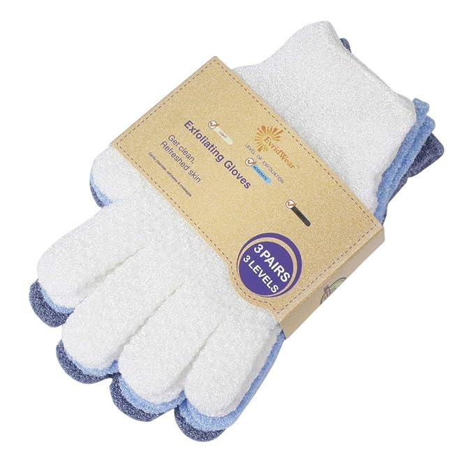 Evridwear Exfoliating Glove for Shower Men and Women, Dual Texture Bath Body by Evridwear