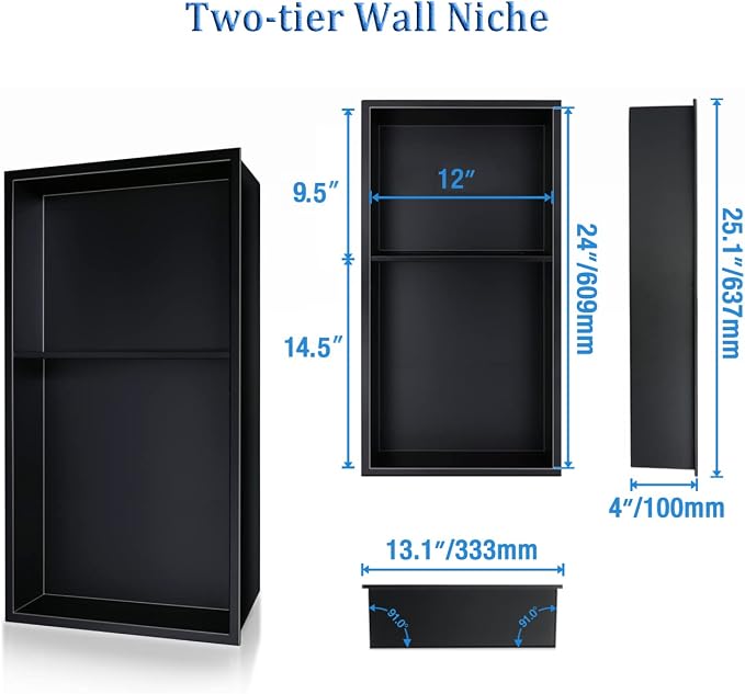 Neodrain No Tile Shower Niche, Stainless Steel Wall Cabinet 25.1"X13.1" - Image 9
