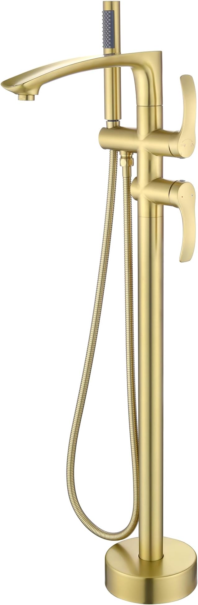 Free Standing Tub Faucet, Brushed Gold Floor Mount Bathtub Faucet by JXMMPFaucet