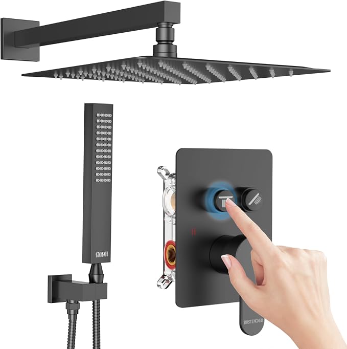 Rainfall Shower System with Handheld Spray and 12" Rain Shower Head, Can Be Use by STARBATH