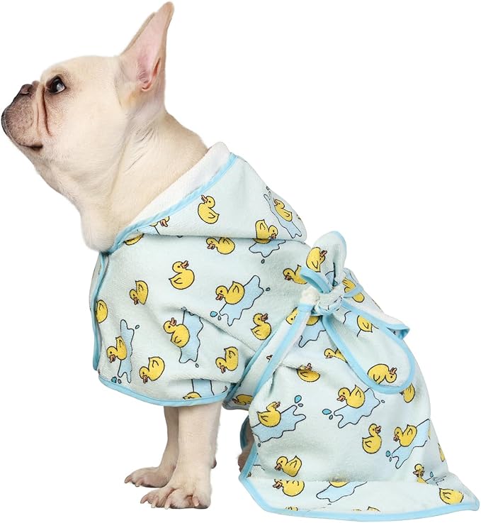 HDE Dog Bathrobe Super Absorbent Quick Drying Puppy Towel Wrap Coat Adjustable by HDE