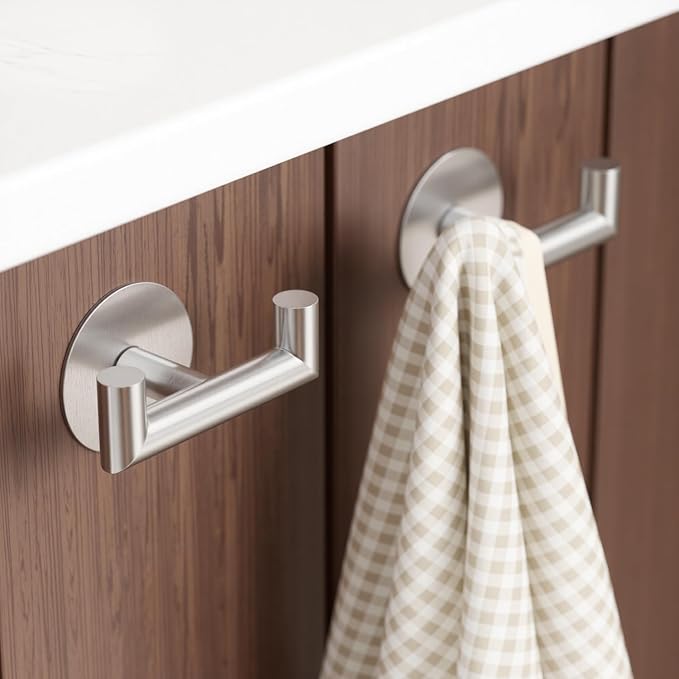 2 Pack Brushed Nickel Bathroom Hooks - Image 7