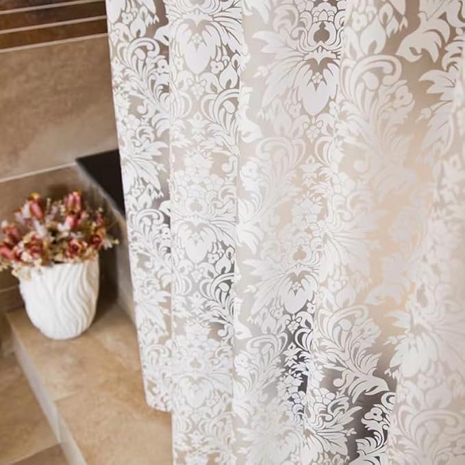 Clawfoot Tub Shower Curtain Floral Damask Liner All Around Extra Wide 180x70 - Image 4