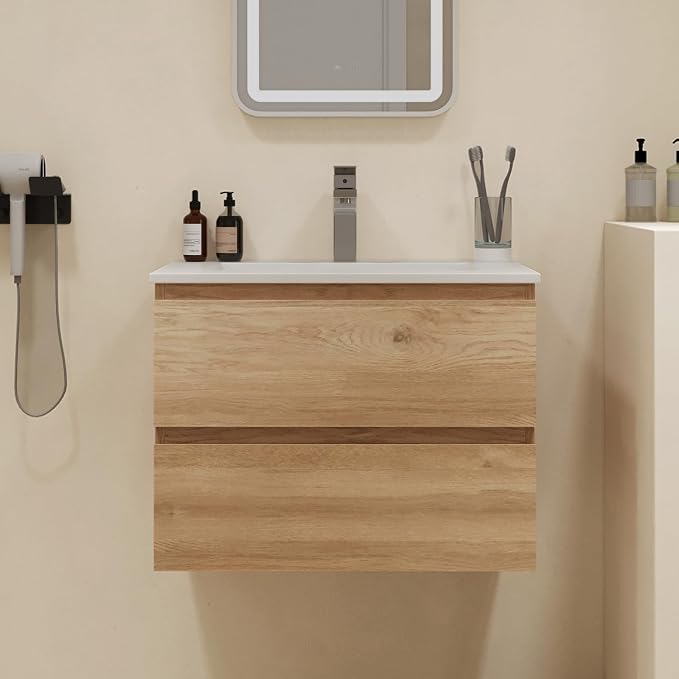Floating Bathroom Vanity with Sink Wall Mounted Cabinet with 2 Soft-Close by LDarqeer