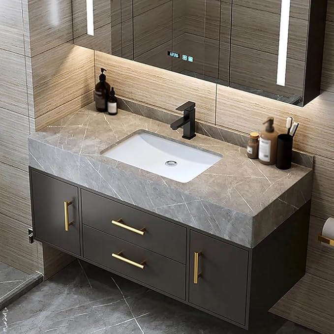 Bathroom Vanity with Sink 39" Floating Bathroom Vanity Sintered Stone Modern by Weibath