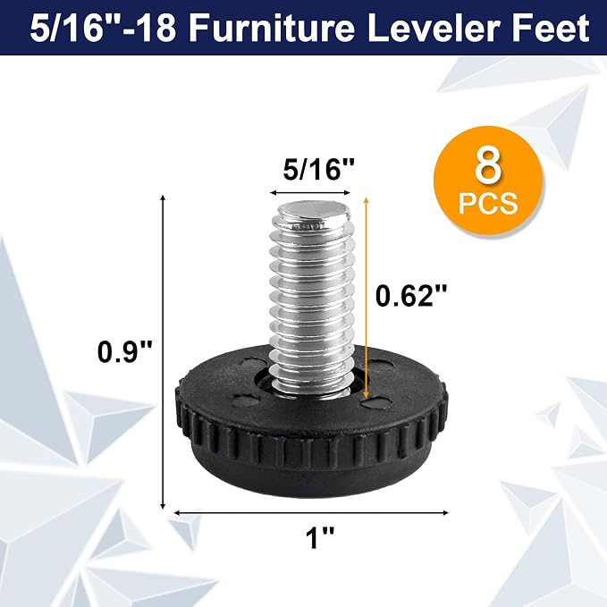 5/16"-18 Thread Levelers, Screw in Leveling Feet - Image 2