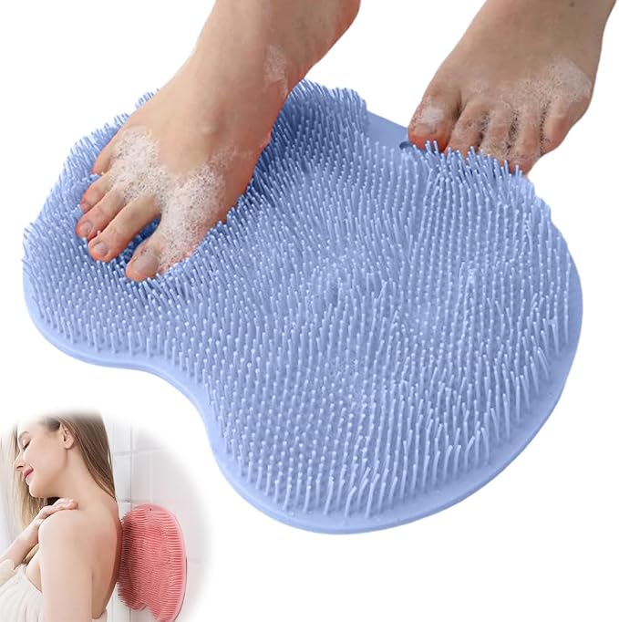 Shower Foot Scrubber Mat with Non-Slip Suction Cups, Foot Back Cleaning Pad by KRUGGO