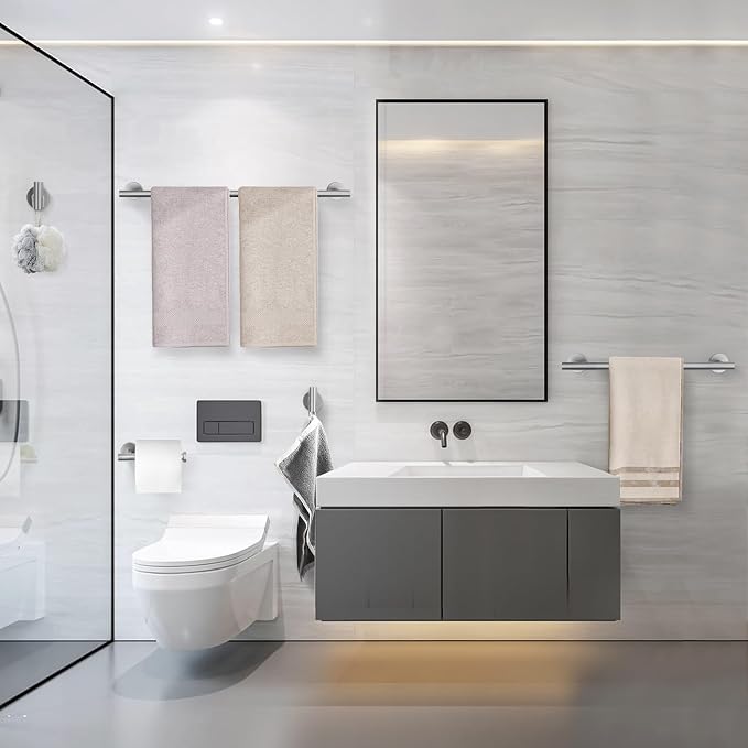 Bathroom Hardware Accessories Set Brushed Nickel Towel Bar Sets Include Double - Image 7