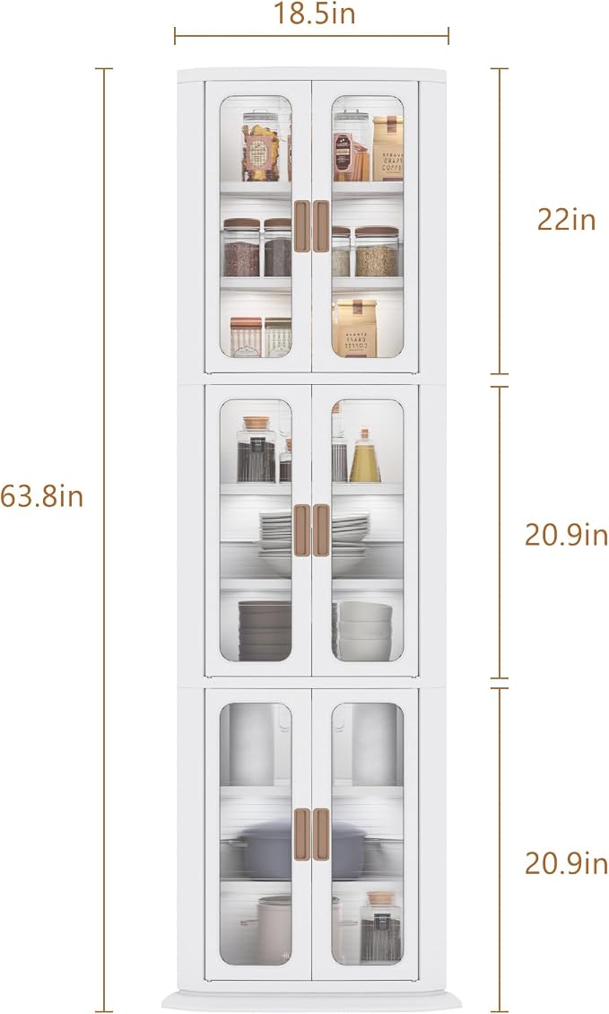 VECELO 3-Tier Tall Corner Cabinet - Image 2