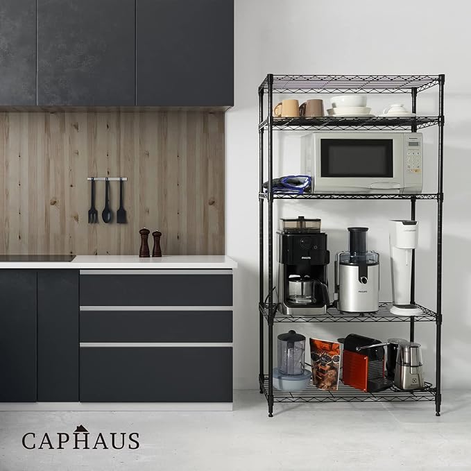 CAPHAUS 3/4/5-Tier Adjustable Height Wire Shelving Unit, Wire Rack Shelving - Image 2