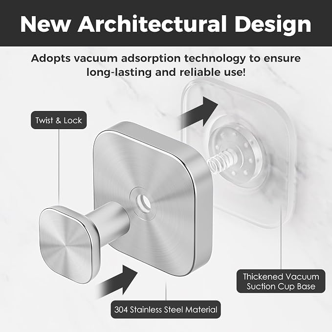 Shower Hooks for Inside Shower, Reusable Suction Cup Hooks for Glass Window - Image 3