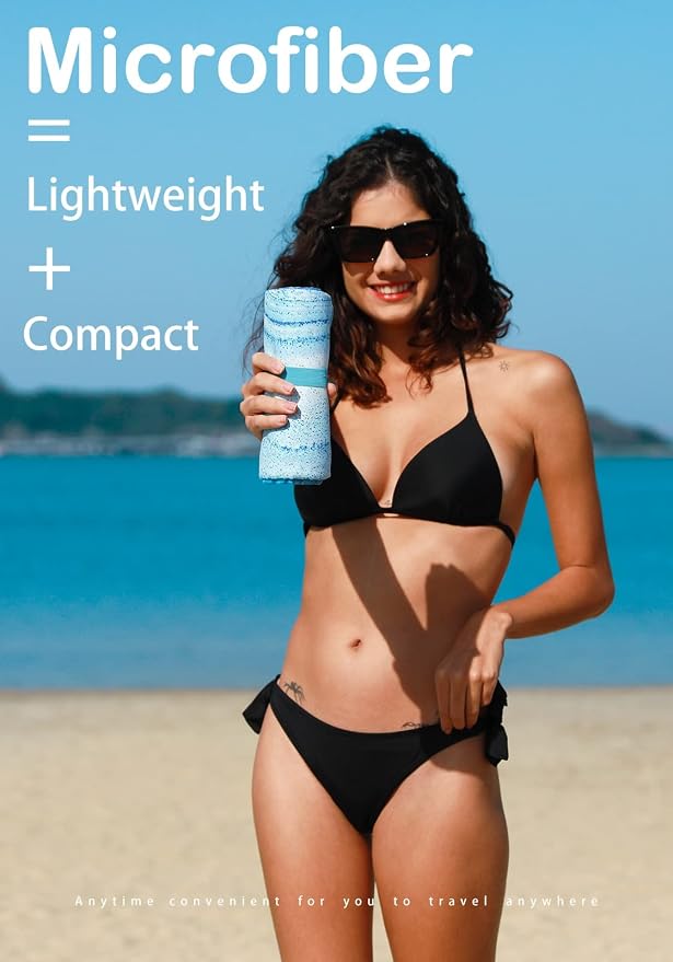 2 Pack Microfiber Lightweight Beach Towel Sand Free Quick Dry Absorbent Thin - Image 3