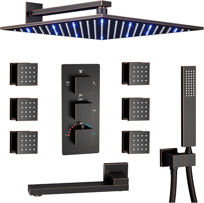 Thermostatic Shower System Oil Rubbed Bronze Tub Shower Faucet Set by KATAIS