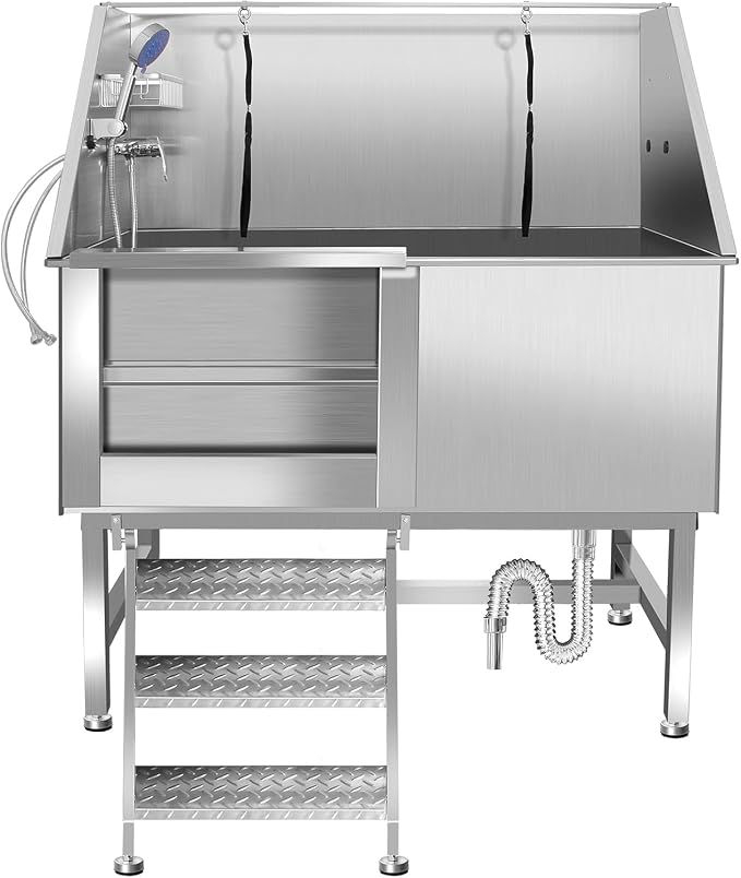 50 Inch Stainless Steel Dog Washing Station, Professional Grooming Tub by ROREP