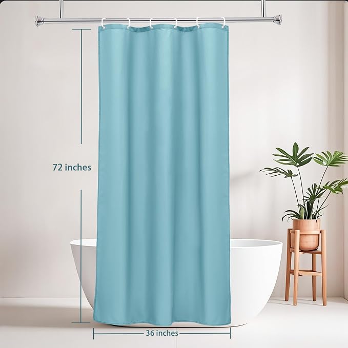 AooHome Stall Size 36x72 Inch Shower Curtiain Liner, Durable Fabric Solid Blue - Image 8