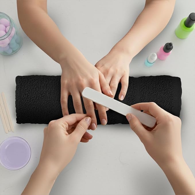 24 Pack Black Hand Towels 100% Cotton Spa Towels – 16x27 inches Highly - Image 4