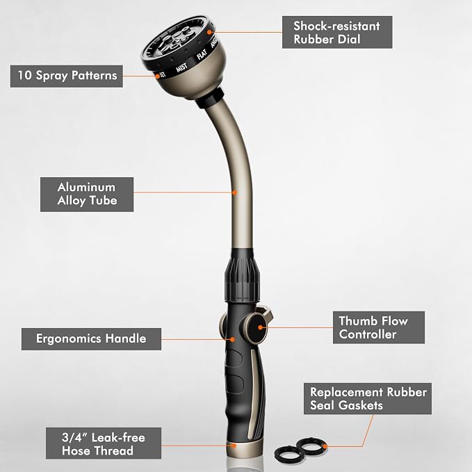 RESTMO Watering Wand Heavy Duty, Metal Garden Hose Wand - Image 2
