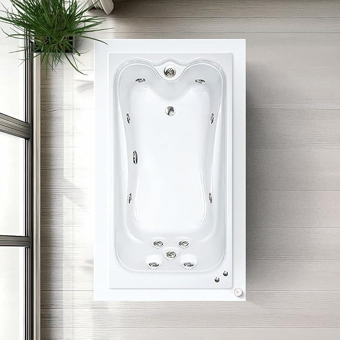 60 in. x 36 in. Elite Series Acrylic Rectangular Drop-In Whirlpool Bathtub by WATERTECH