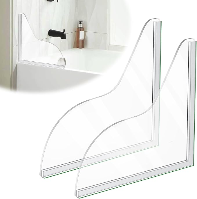2 Pack Silicone Shower Splash Guard, Acrylic Sink Splash Guard by WYVAS