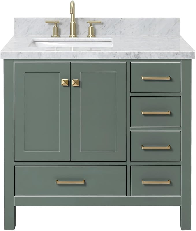 ARIEL Cambridge 37 inch Left Offset Single Sink Bathroom Vanity by Ariel