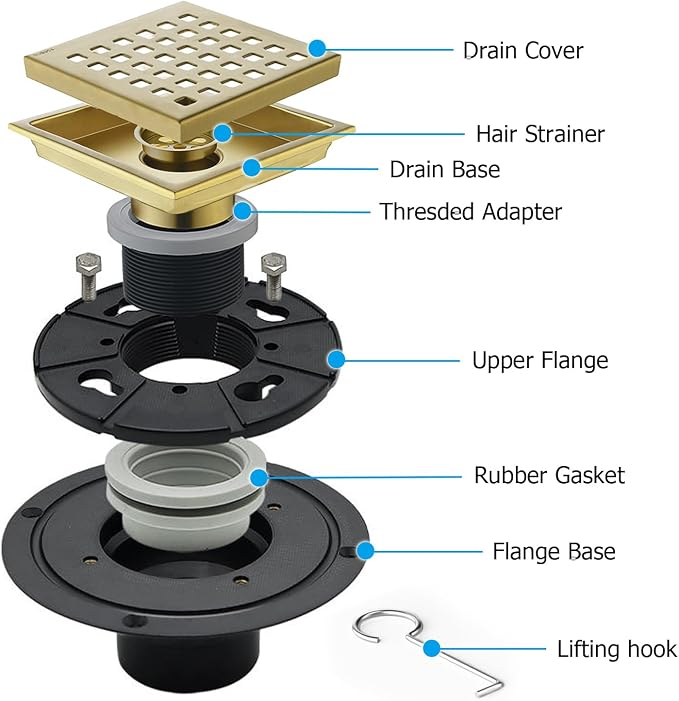 4 Inch Square Shower Floor Drain - Image 3
